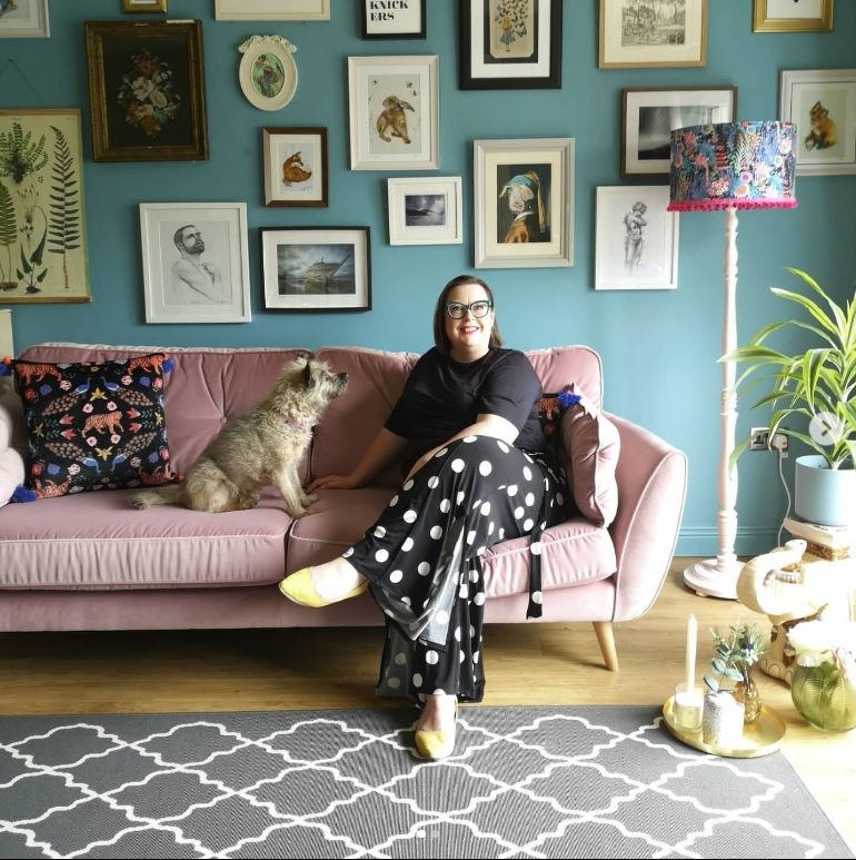 Bronagh Fleming in her home with a dog